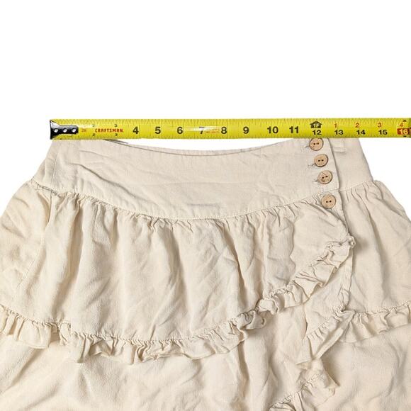 Forever 21 Y2K Creme Tiered Mini Wrap Skirt | Women's M - Picture 5 of 6
